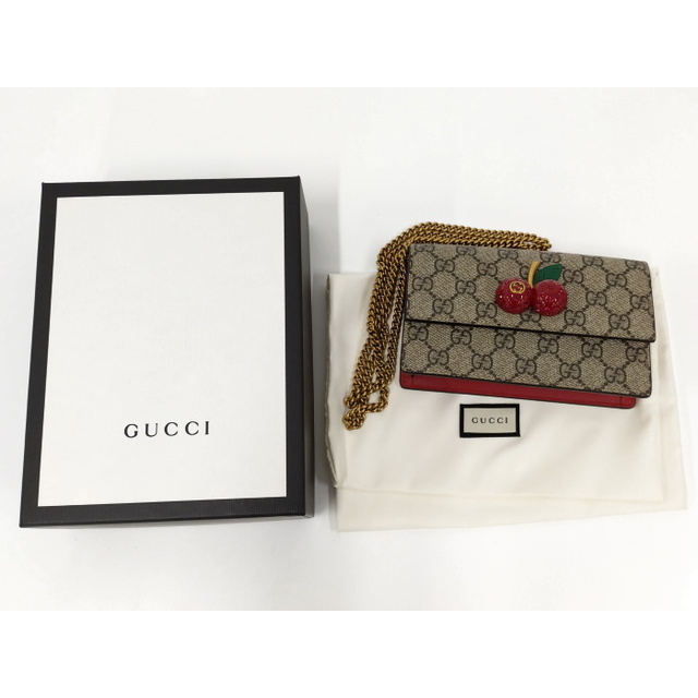 GUCCI チェリー付き GGスプリーム チェーンショルダー ポシェット