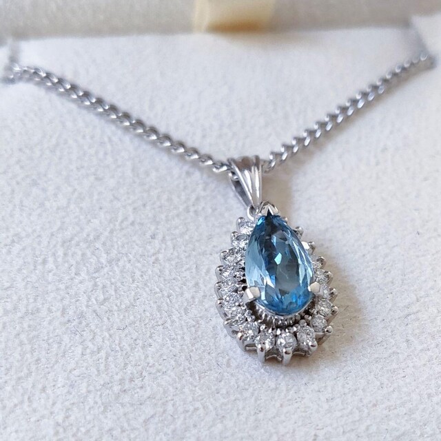 ダイヤモンド×アクアマリン ネックレス Pt900 0.87ct 7.9g | www