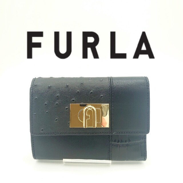 ファッション小物【キズあり】FURLA フルラ ３つ折り 財布 ブラック