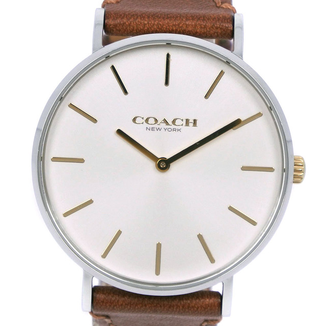 COACH】コーチ シグネチャー 14503121 ステンレススチール×レザー 茶