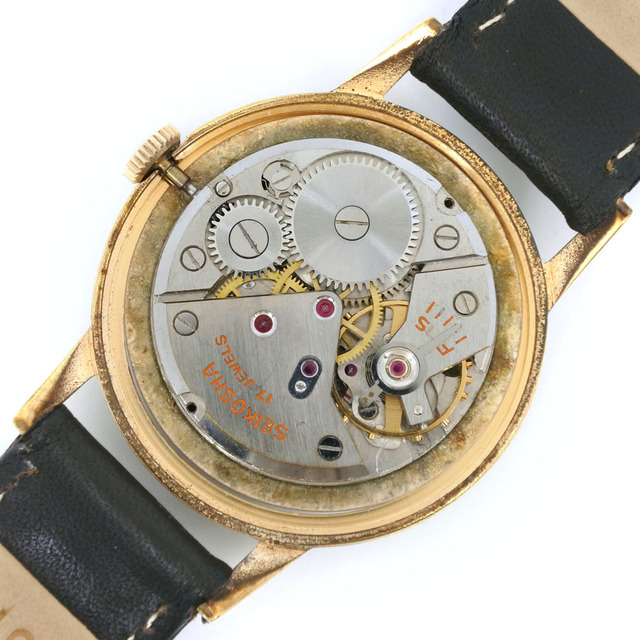 【SEIKO】セイコー ローレル ステンレススチール×レザー 手巻き メンズ シルバー文字盤 腕時計