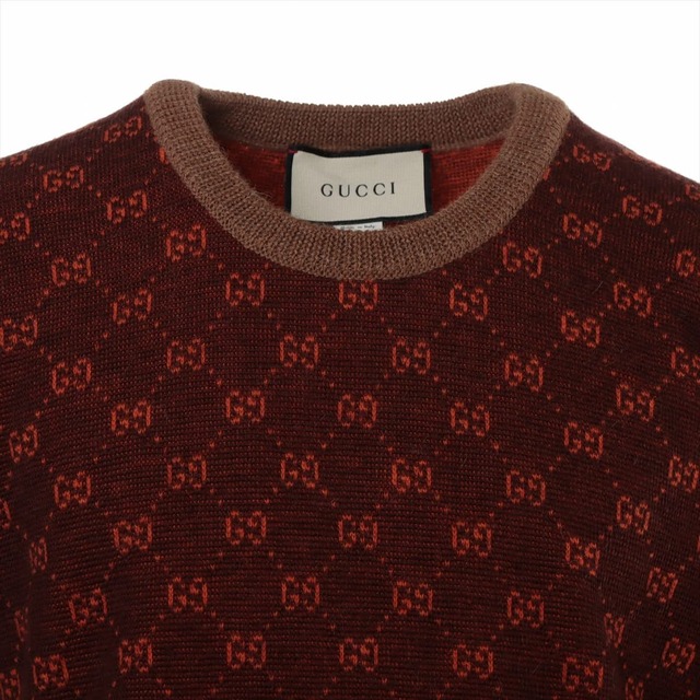 定番の中古商品 Gucci ニット メンズ オレンジ L ウール×アルパカ GG