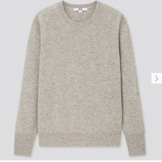 ユニクロ(UNIQLO)の最終価格★UNIQLO【美品】カシミヤ100%クルーネックセーター杢グレー(ニット/セーター)