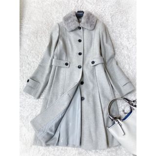 バーバリー(BURBERRY)の美品　バーバリーロンドン　アンゴラウールのロングコート　38 シャドーホース(ロングコート)