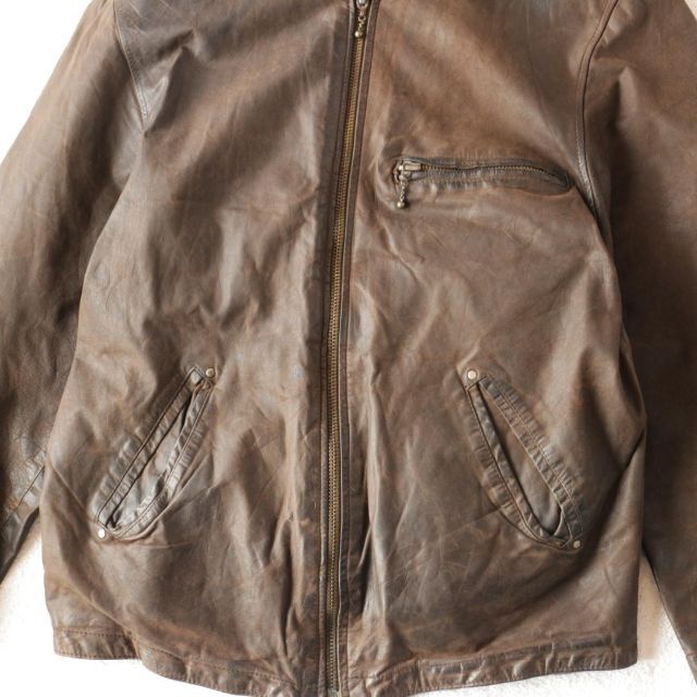 barbour バブアー オイルド レザージャケット 80s 90s ブラウン ...