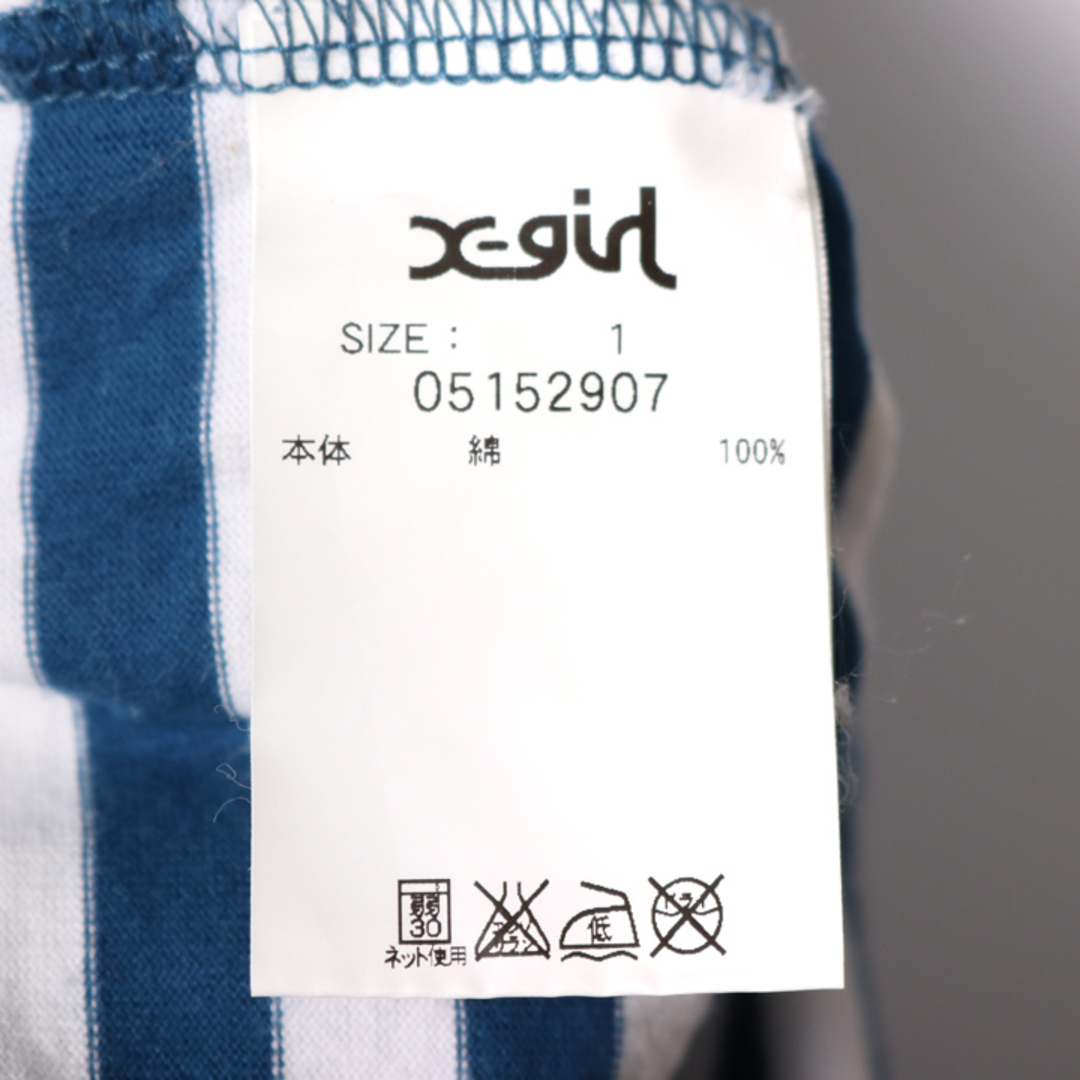 エックスガール 半袖ワンピース ミニワンピ ボーダー ラウンドネック 胸ポケット レディース 1サイズ ブルー X-girl 3