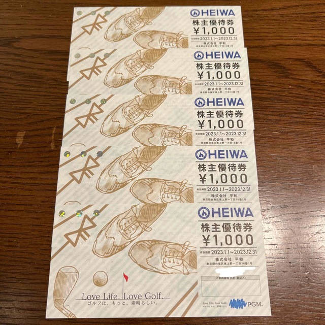 平和　HEIWA　株主優待券　5,000円分 チケットの施設利用券(ゴルフ場)の商品写真