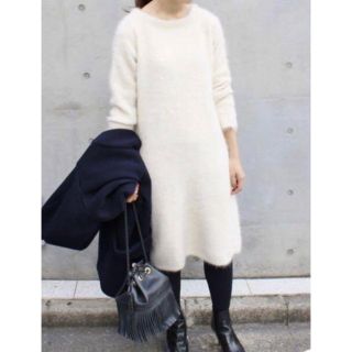 イエナ(IENA)のほぼ新品♡IENA アンゴラファーロングニットワンピース(ひざ丈ワンピース)