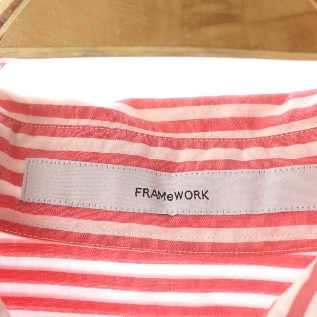 FRAMeWORK(フレームワーク)のフレームワーク 22SS ストライプシャツ 長袖 ステンカラー ピンク 白 レディースのトップス(シャツ/ブラウス(長袖/七分))の商品写真
