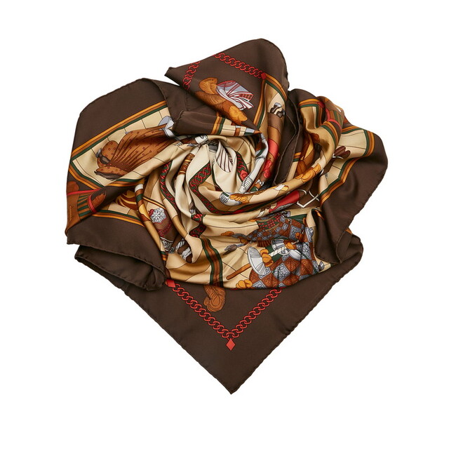 美品 エルメス カレ90 CHOCS EN PLUMES 羽飾りの激突 スカーフ シルク レディース HERMES 【1-0081996】