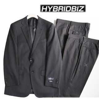 《ハイブリッドビズ》新品 2パンツ ウール ストライプ2Bスーツ Y8(W84)
