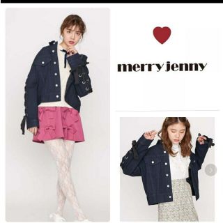 メリージェニー(merry jenny)の♡merry jenny　レースアップジージャン編み上げデニムジャンパー紺リボン(ブルゾン)