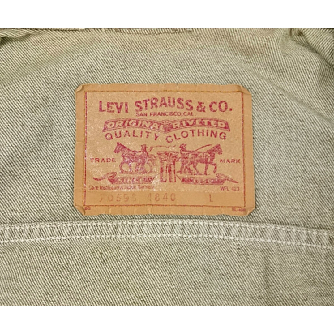 LEVIS リーバイス 品番 70598-4840 先染め 加工デニムジャケット Gジャン USA製 コットン カーキ系 サイズL 正規品 / 29721