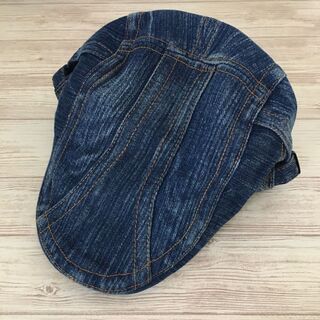 メンズ　ハンチング帽子 デニムキャップE　インディゴブルー　綿素材　コットン(ハンチング/ベレー帽)