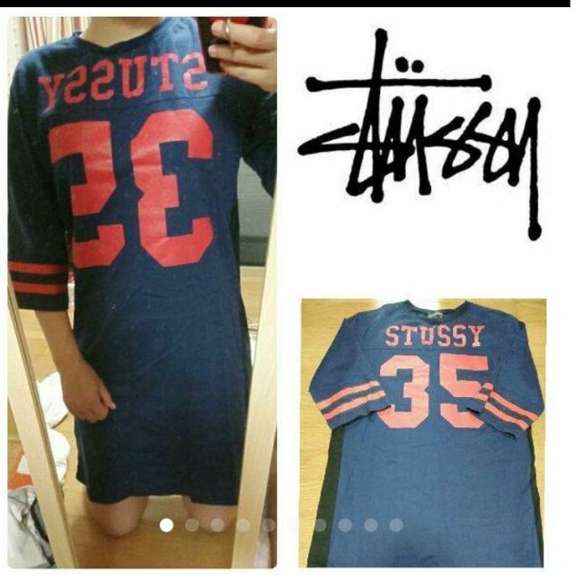 STUSSY - ♡STUSSY 半袖TシャツワンピースM ネイビー紺色赤数字 STUSSY - ♡STUSSY 半袖TシャツワンピースM ネイビー紺色赤数字