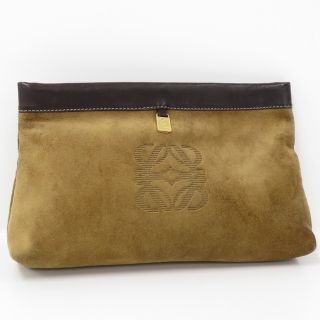 ロエベ(LOEWE)のLOEWE クラッチバッグ スエード レザー ベージュ ブラウン(セカンドバッグ/クラッチバッグ)