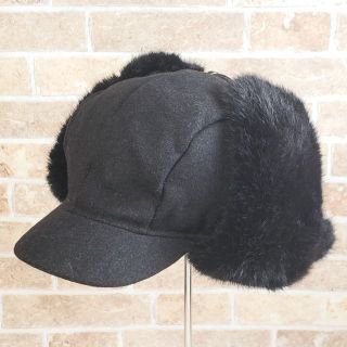 カンゴール(KANGOL)のカンゴール ☆ ウール イヤー フラップキャップ ファー 中綿入り 帽子 黒(キャップ)