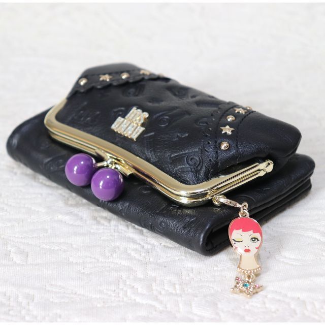 【美品】ANNA SUI　❤️バルーン がま口 2つ折り財布❤️　マスタード