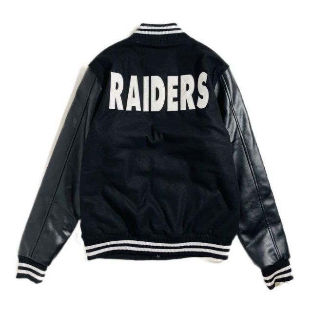 NFL】RAIDERSレイダース刺繍ブラックスタジャン 古着アメフト NFL】RAIDERSレイダース刺繍ブラックスタジャン 古着アメフト