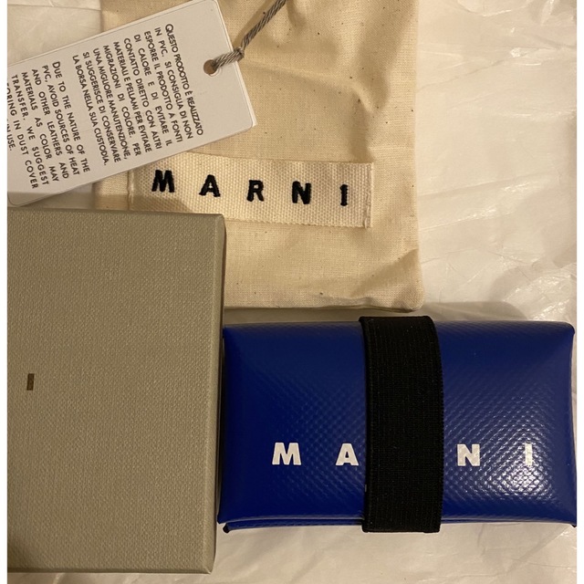 マルニMARNI PVC ブルー origami 二つ折り財布 ミニ財布 『1年保証