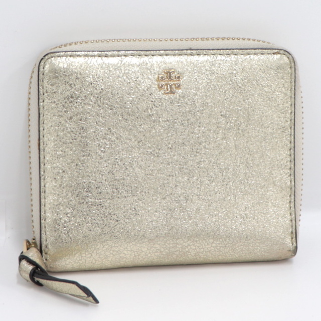 Tory Burch(トリーバーチ)のTORY BURCH 二つ折りラウンドファスナー財布 レザー ゴールド レディースのファッション小物(財布)の商品写真