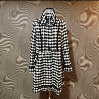 アクシーズファム(axes femme)のaxes femme   モノトーン　チェック柄　レース　ロングコート(ロングコート)