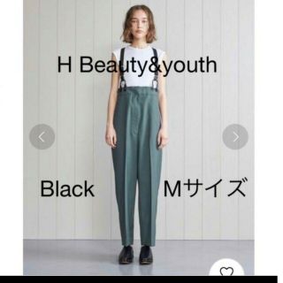 ロク(6 (ROKU))のH Beauty&youth サスペンダー　パンツ　ブラック(サロペット/オーバーオール)