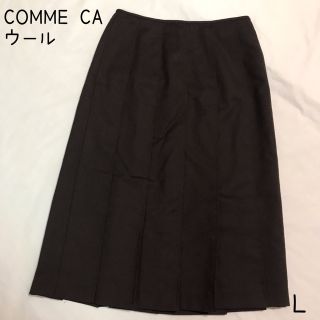 コムサデモード(COMME CA DU MODE)のCOMME CA コムサ ウールプリーツスカート チャコール ゆったり L(ひざ丈スカート)