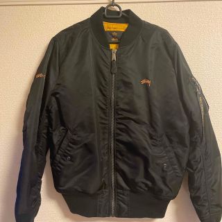 新品タグ付　Stussy ステューシー　MA-1  カーキ　肩ロゴ　L