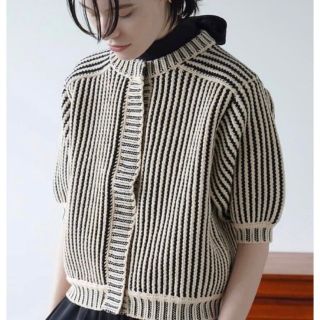 クラネ STRIPE CABLE HALF SLEEVE CARDIGAN (カーディガン)