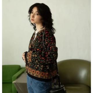 ジーナシス(JEANASIS)のel 12G Retro Flower Cardigan 花柄 カーディガン(カーディガン)