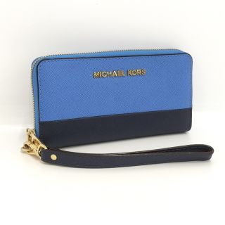 マイケルコース(Michael Kors)のMICHAEL KORS ラウンドファスナー 長財布 レザー ブルー(財布)