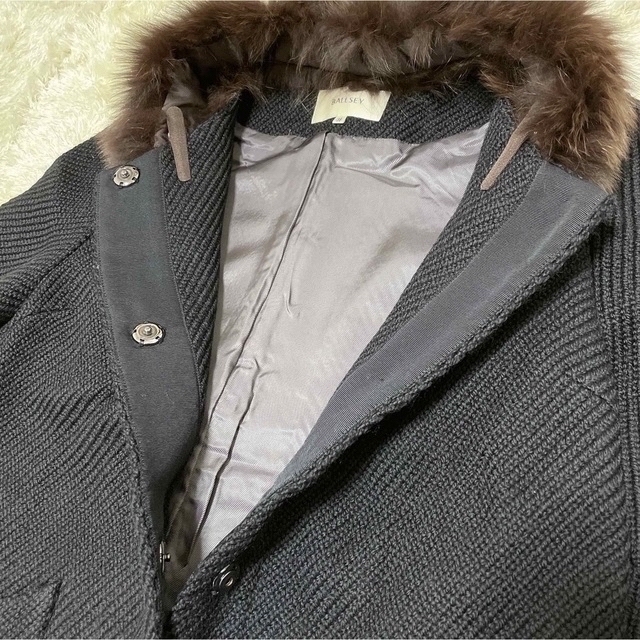 【美品】ボールジィ リアルファー ノーカラーコート トゥモローランド