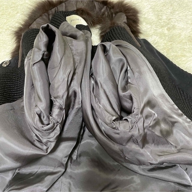 【美品】ボールジィ リアルファー ノーカラーコート トゥモローランド
