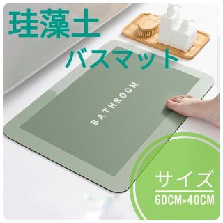 珪藻土 バスマット 北欧デザイン オシャレ  グリーン　四角(バスマット)