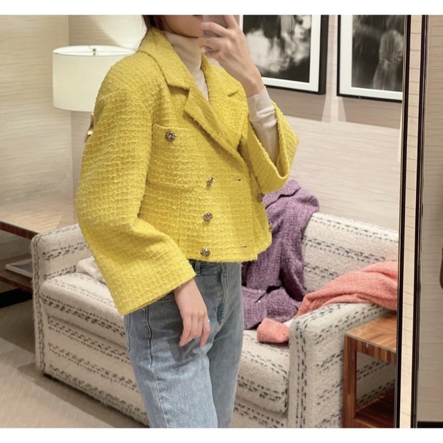 CHANEL - シャネル 2022春夏コレクション ジャケット イエローの CHANEL - シャネル 2022春夏コレクション ジャケット イエローの