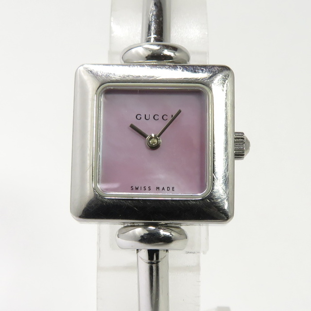 GUCCI 腕時計 バングルウォッチ クオーツ SS ピンクシェル文字盤 大