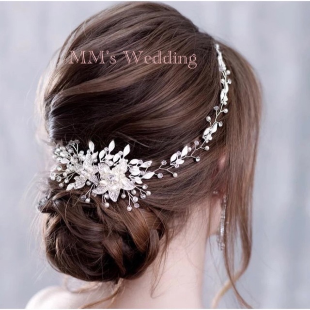 新品ヘッドドレス 結婚式 シルバー ヘアアクセサリー ウェディング フラワー花の通販 by Miu's shop｜ラクマ