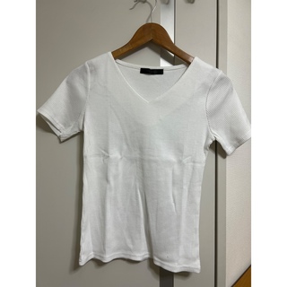 白 リブニットT(Tシャツ(半袖/袖なし))