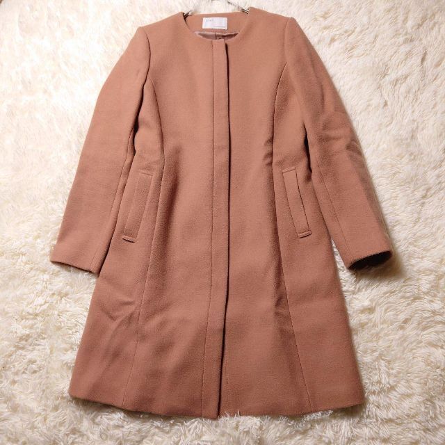 IENA - IENA イエナ ノーカラー ロングコート 38 M ベージュ 通勤