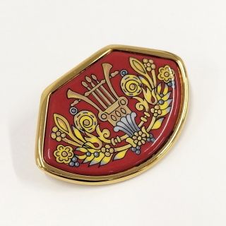 HERMES - HERMES ピンブローチ エマイユ GP メッキ レッド HERMES - HERMES ピンブローチ エマイユ GP メッキ レッド