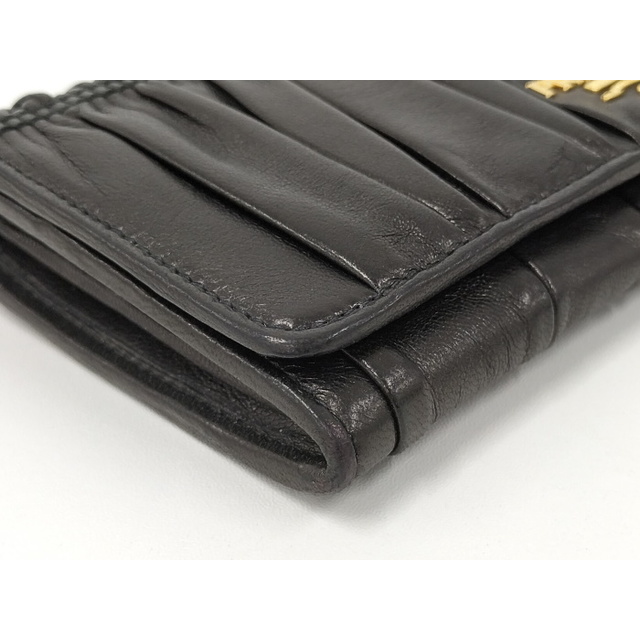 PRADA 二つ折り長財布 Wホック ギャザー レザー ブラック | www