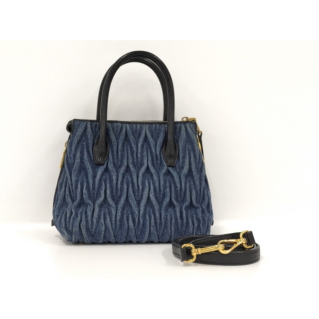 MIU MIU 2WAY ショルダーバッグ マテラッセ デニム レザー ブルー MIU MIU 2WAY ショルダーバッグ マテラッセ デニム レザー ブルー