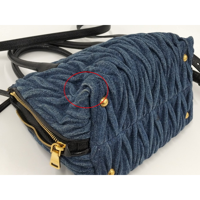 MIU MIU 2WAY ショルダーバッグ マテラッセ デニム レザー ブルー MIU MIU 2WAY ショルダーバッグ マテラッセ デニム レザー ブルー