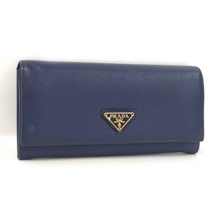 プラダ(PRADA)のPRADA 二つ折り長財布 パスケース付き サフィアーノ レザー ブルー(財布)