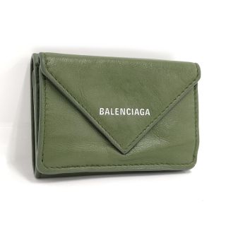 バレンシアガ(Balenciaga)のBALENCIAGA ペーパーミニウォレット コンパクト財布 レザー グリーン(財布)