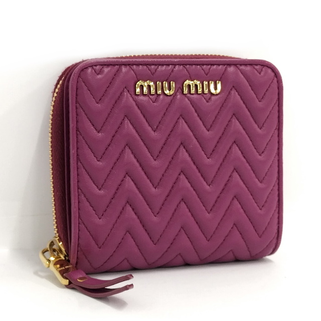 MIUMIU 二つ折り財布 レザー パープル