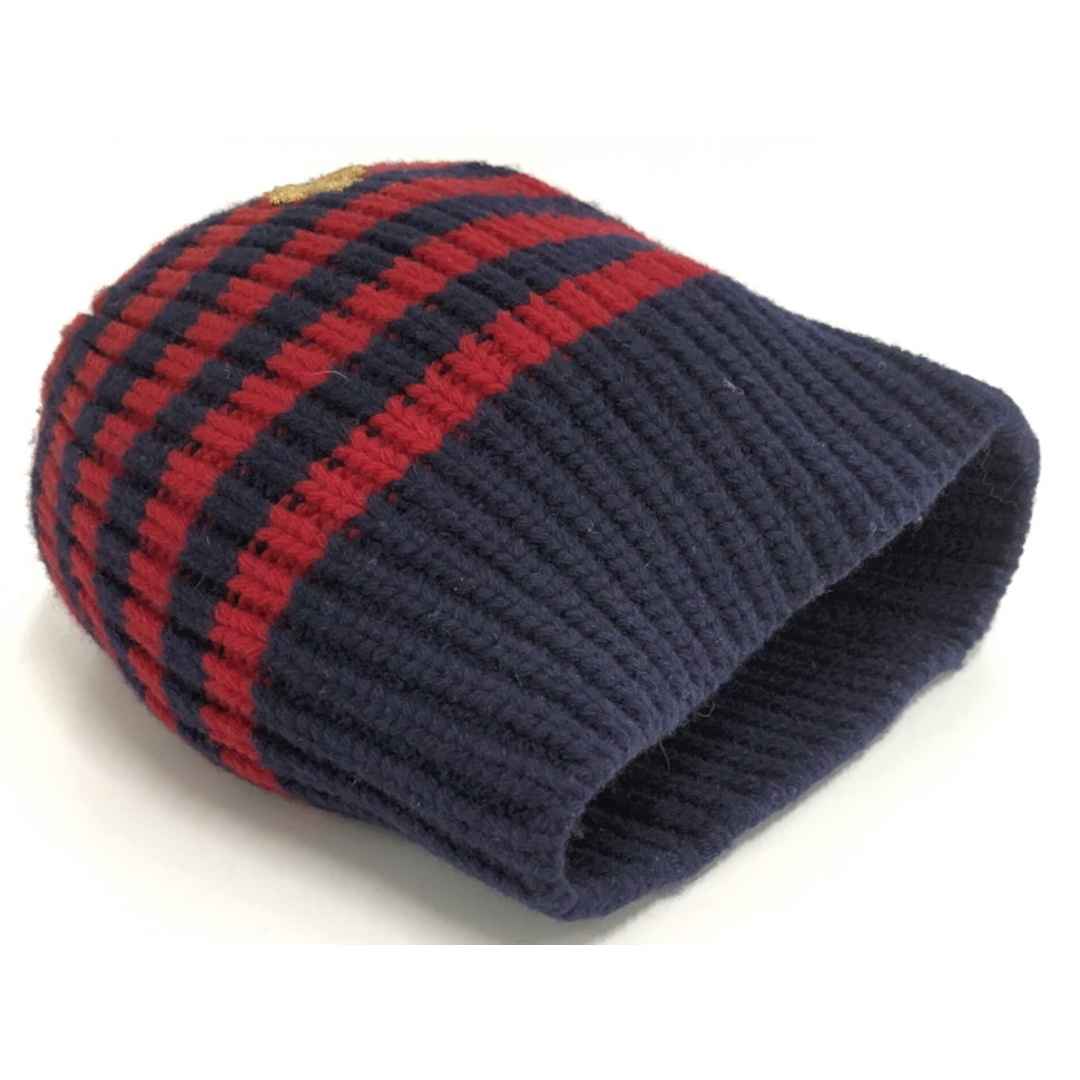 GUCCI - GUCCI ニット帽 帽子ビー ウール レッド ネイビー L GUCCI - GUCCI ニット帽 帽子ビー ウール レッド ネイビー L