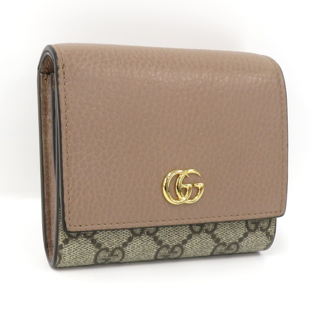 GUCCI 二つ折り 財布 キャンバス GGマーモント ダスティピンク