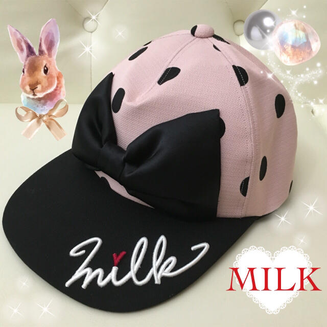 MILK(ミルク)のMILK♡ミルク♡ドット♡リボン♡キャップ レディースの帽子(キャップ)の商品写真